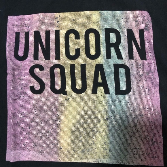 River Island Kids "Unicorn Squad" Cropped Graphic T-shirt - Black, 9-10 Yrs - Picture 2 of 3